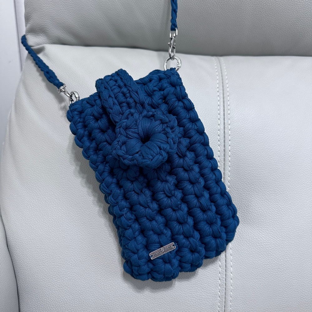 Crochet Blue Crossbody Bag
